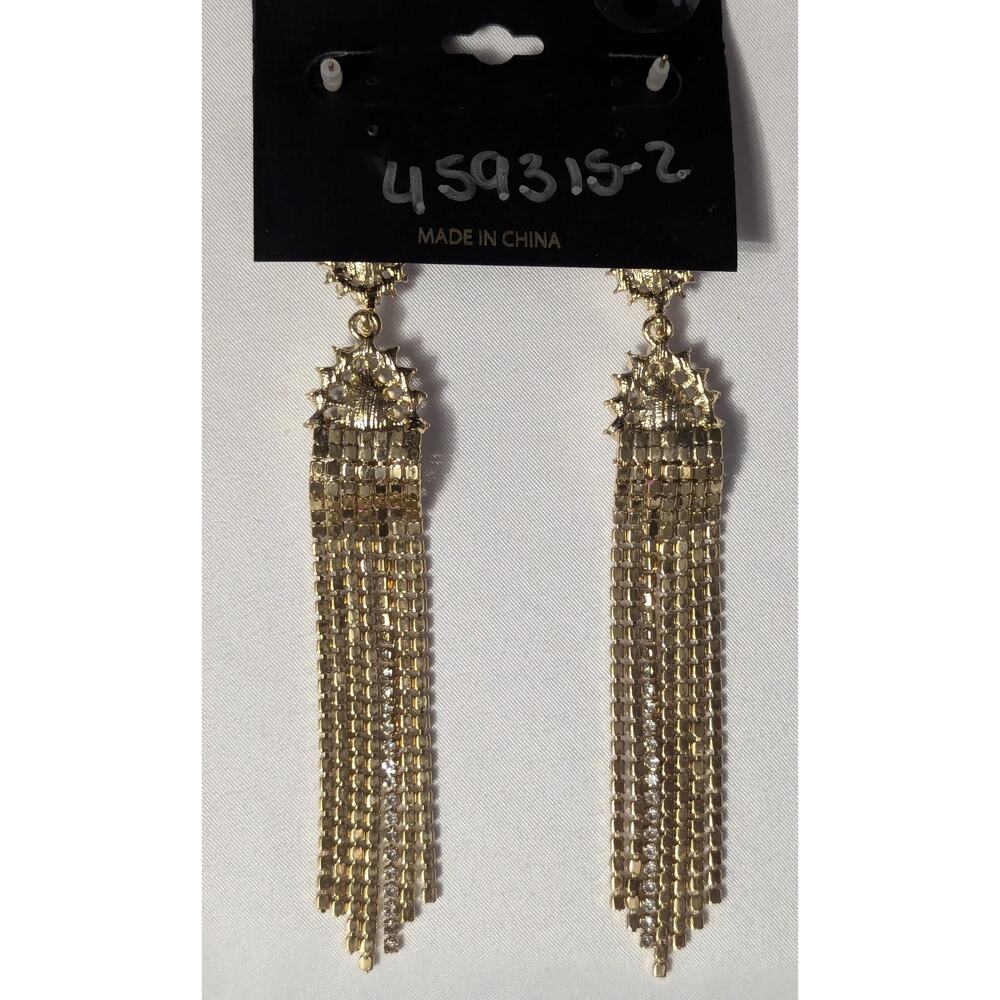 nOir Rhinestone Tassel Earrings - Picture 4 of 5